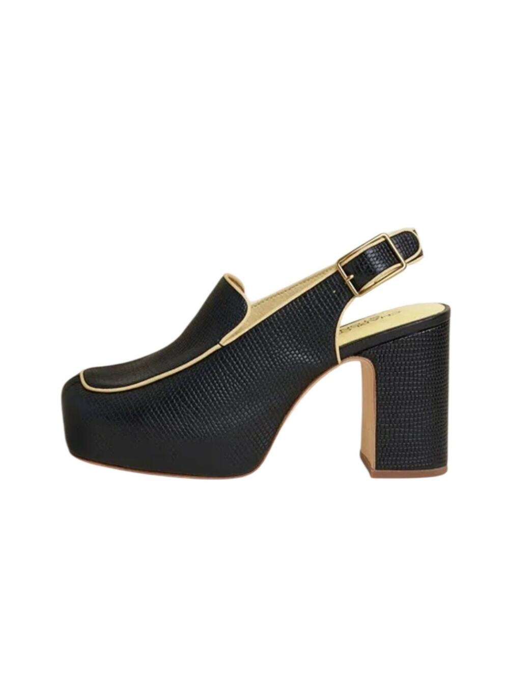 Charlotte Stone Joan Slingback Pebbled Leather Snakeskin Heels Size 9